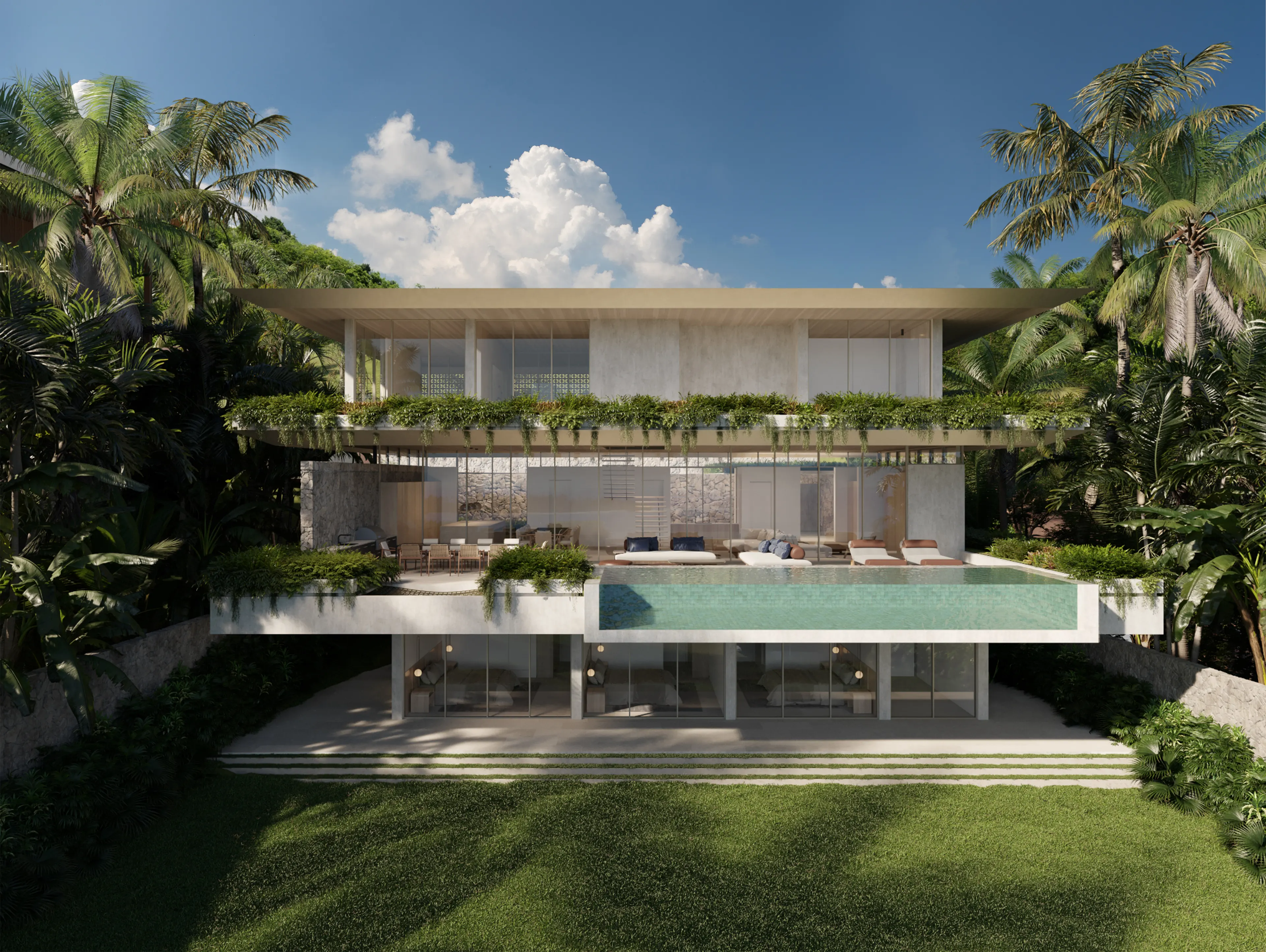 Arrival, the rear facade wide